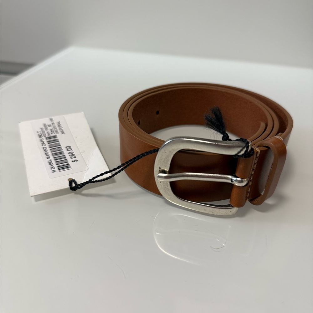 Isabel Marant Brown Leather Belt with Silver Buckle